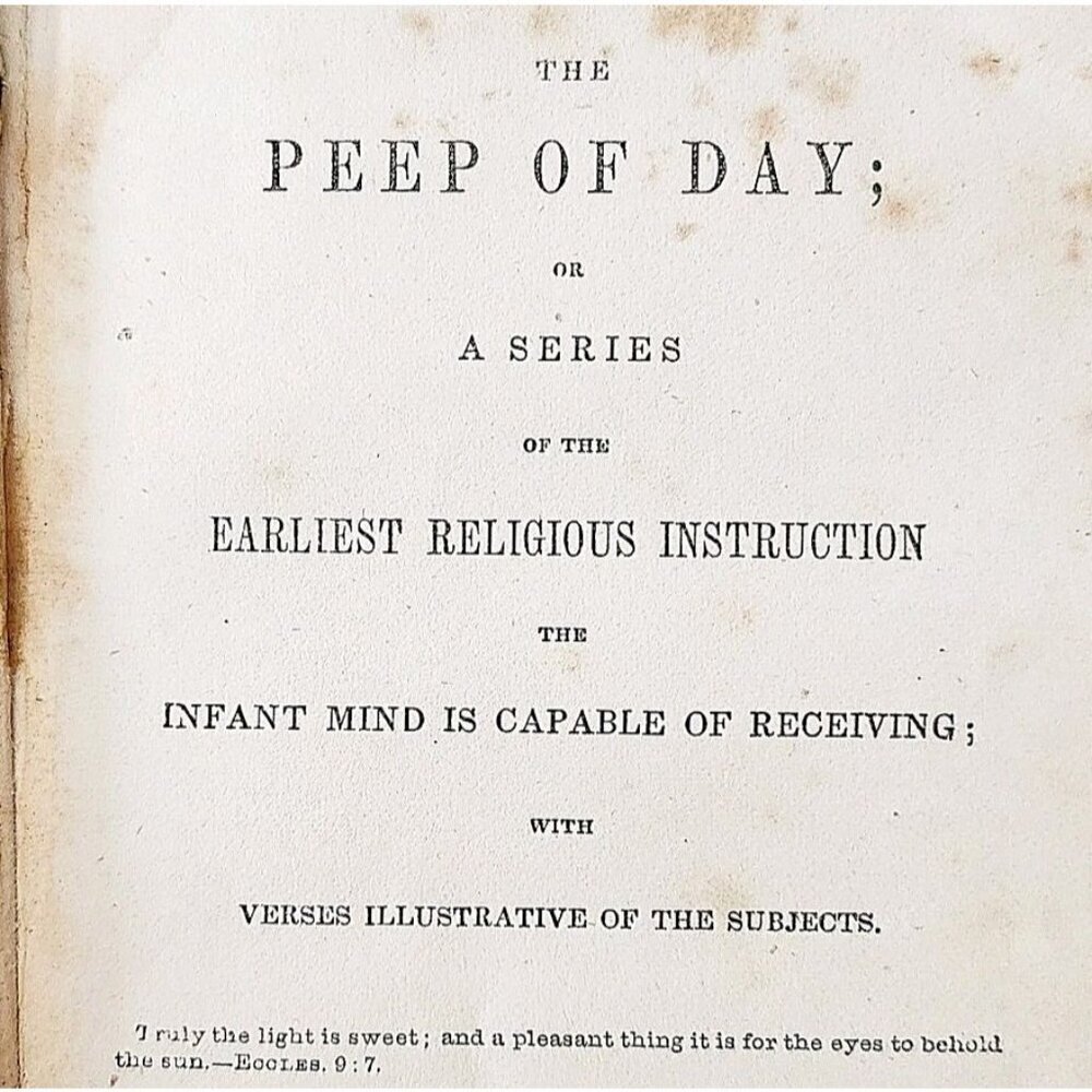 1850s The Peep Of Day Early Religious Instruction Victorian HC Book Antique G1